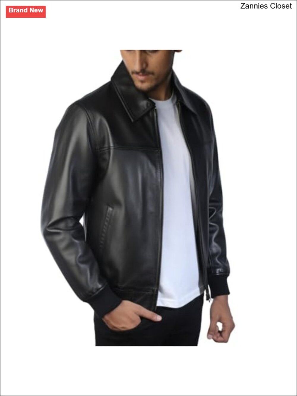 Mens 100% Real Lambskin Leather Bomber Jacket Shirt Collar Premium
